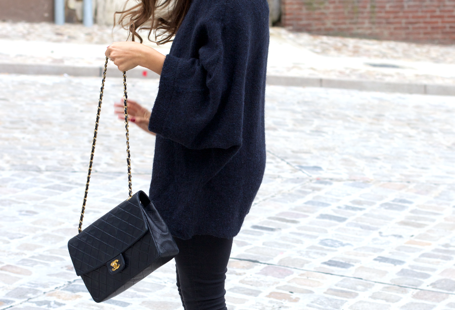 Black Blue Outfit Chanel Bag