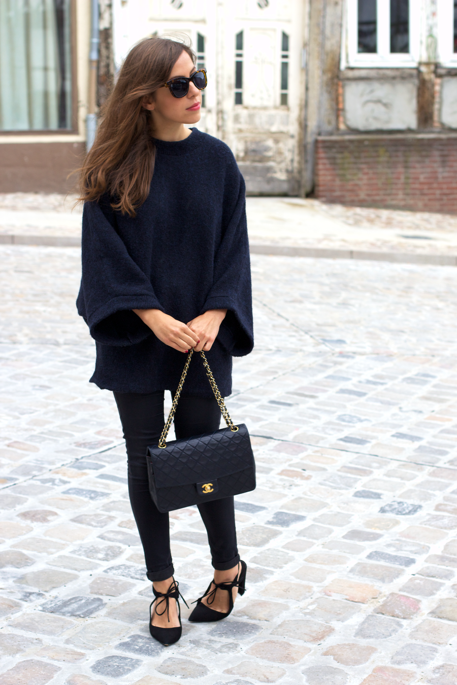 Black Blue Outfit Chanel Bag