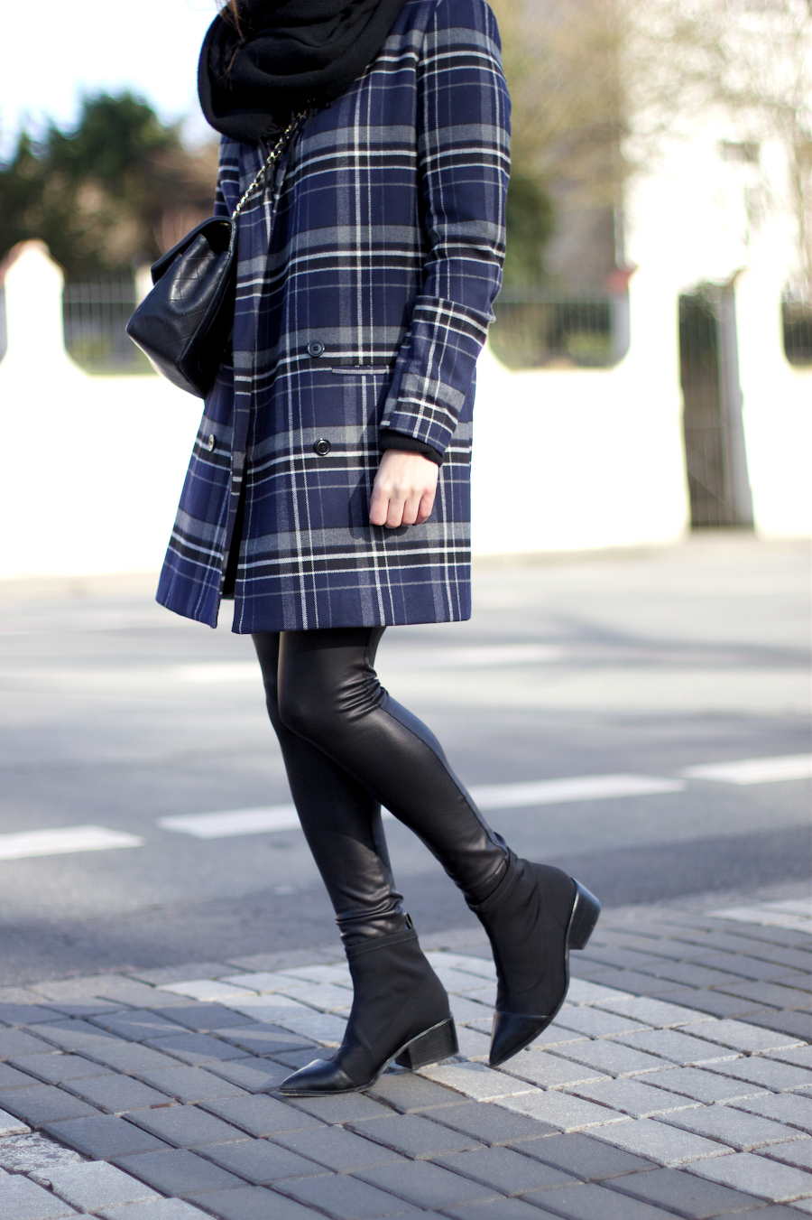 Asos Checked Coat Leather Chanel Look