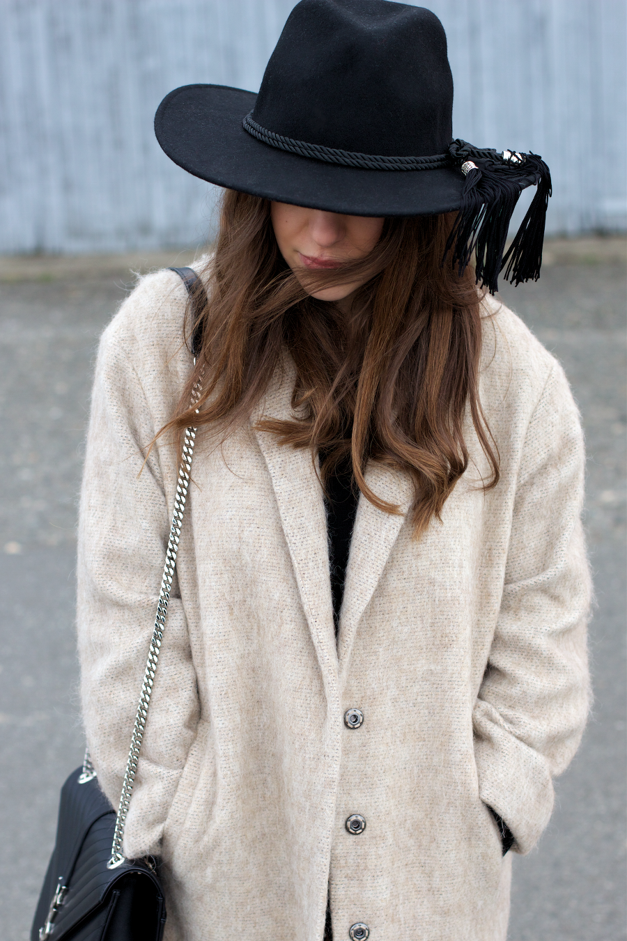 Asos Camel Coat Black Hat YSL