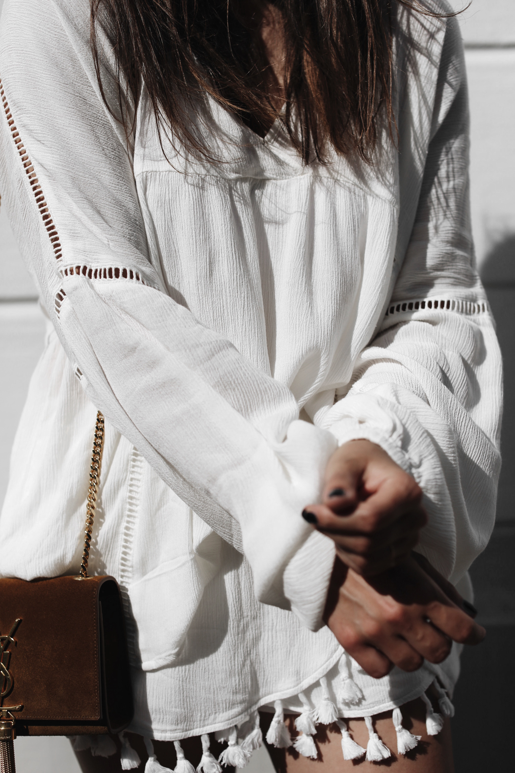 The Dashing Rider White Summer Saint Laurent Bag Outfit